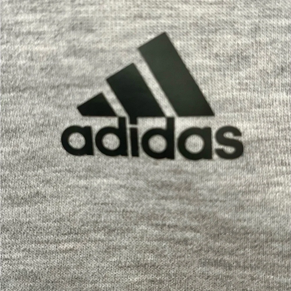 ADIDAS PRIME-GREEN Boxy Cropped 3-Stripe Sweatshirt - Grey Heather - M - Picture 3 of 9
